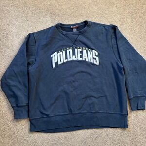 Vintage Ralph Lauren Polo Jeans Embroidered Sweatshirt Mens Extra Large Navy